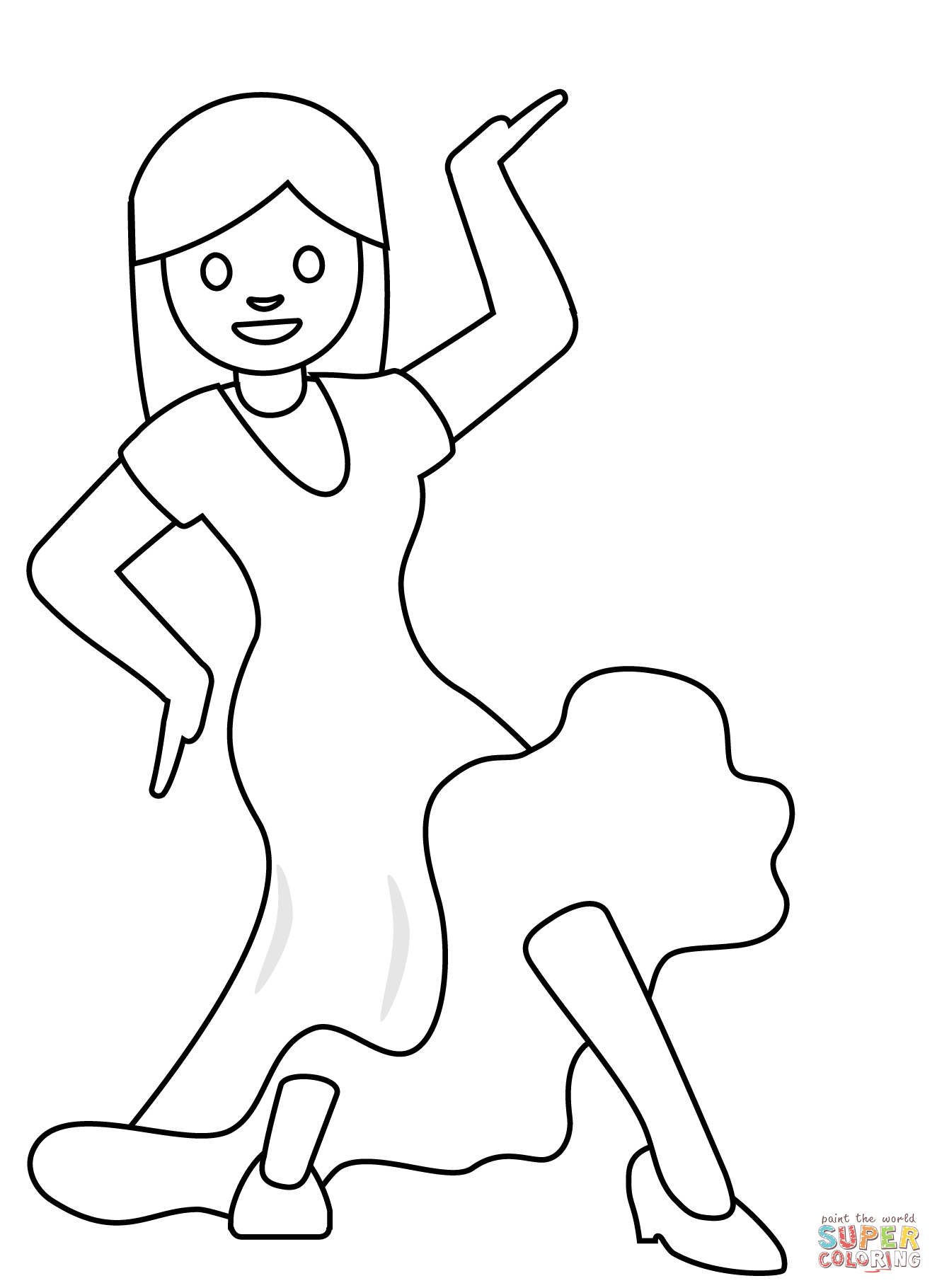 Woman dancing emoji coloring page free printable coloring pages