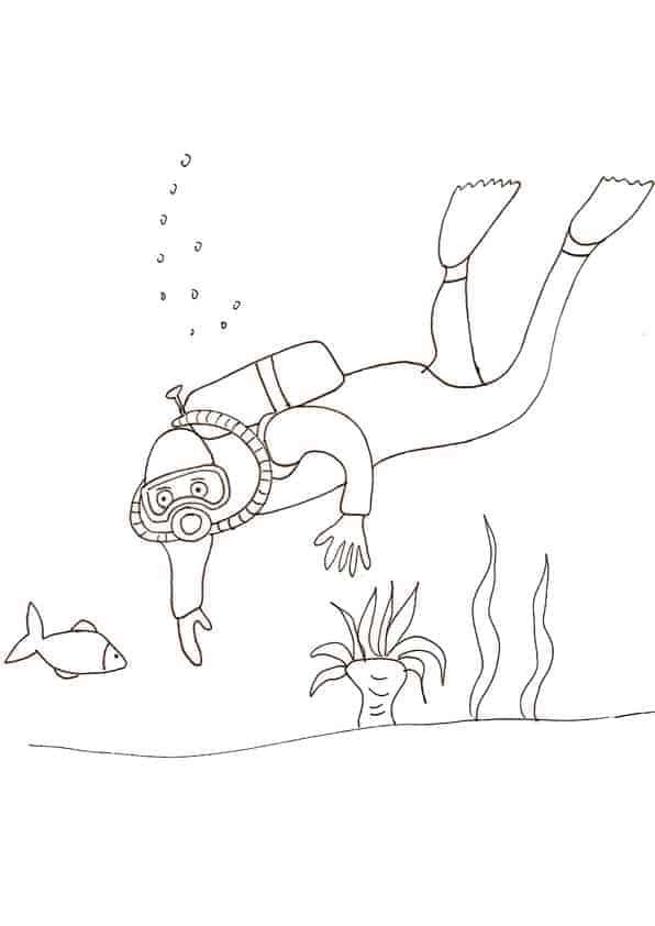 Scuba diving coloring pages printable for free download