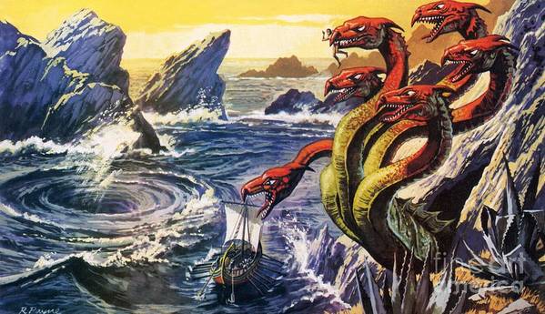 Scylla attacking the ship of odysseus art print by roger payne