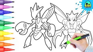 Pokeon coloring scyther and scizor i fun coloring videos for kids