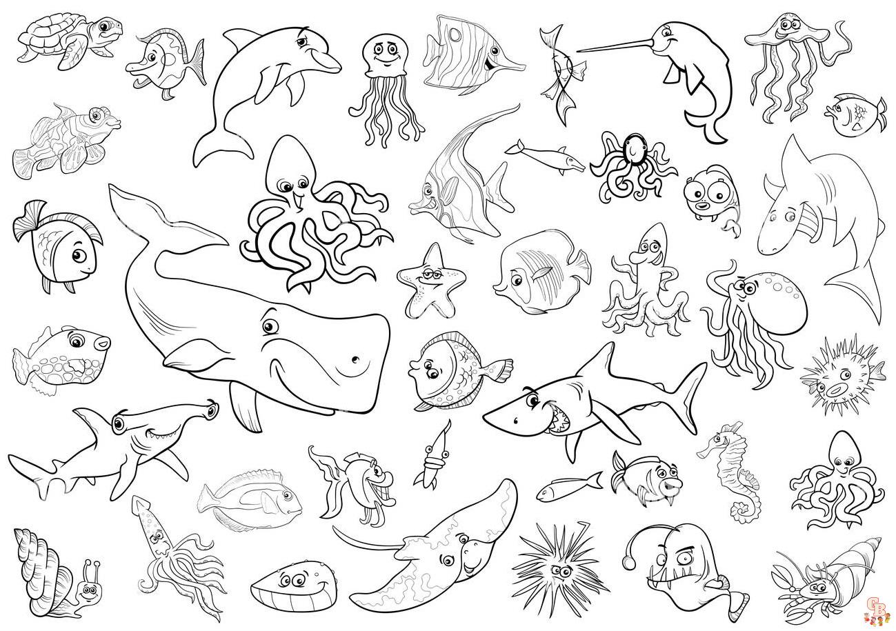 Free printable sea creatures coloring pages
