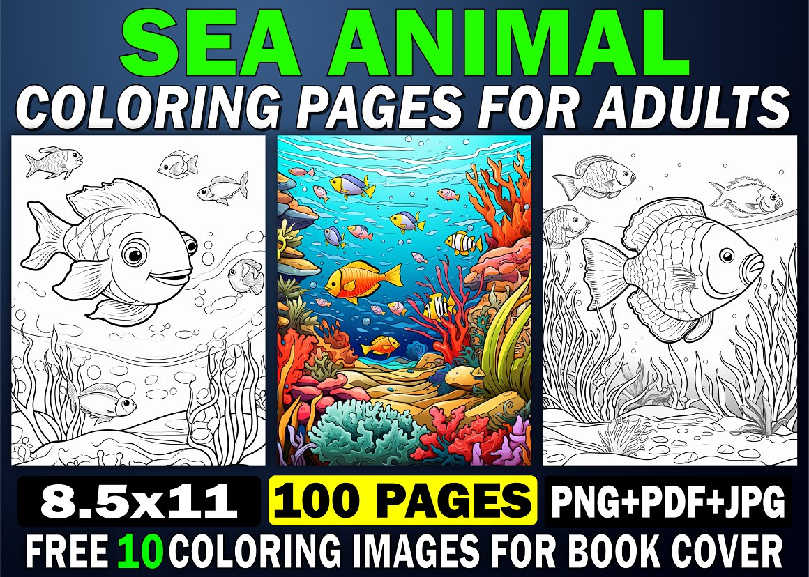 Sea animal coloring pages for adults