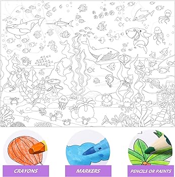 Pajean ocean animal jumbo giant coloring poster for kids x inch table wall pages under the sea animals huge paper large sheets art activities kid birthday home white toys