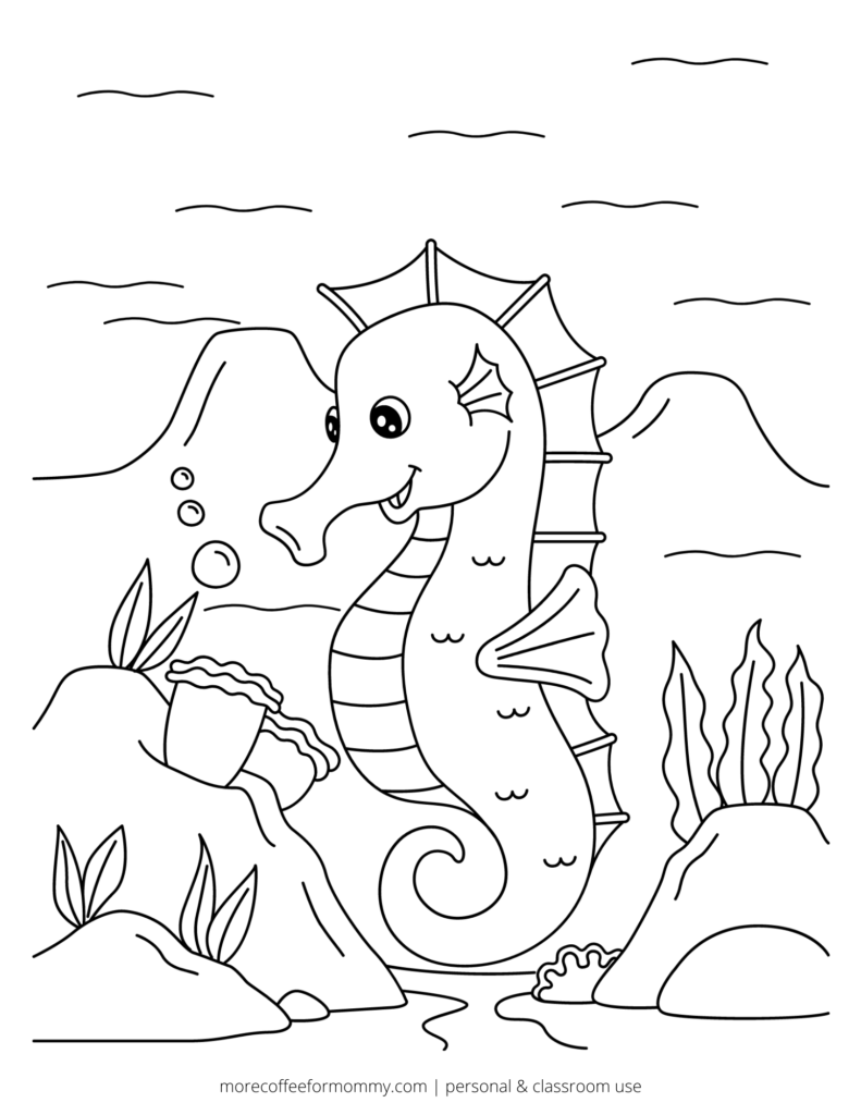 Sea animal printable coloring pages â more coffee for mommy