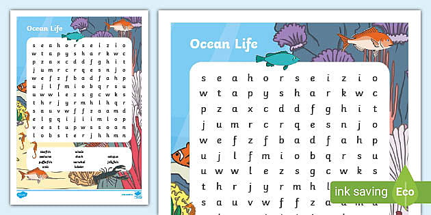 Ocean word search first and send class sese