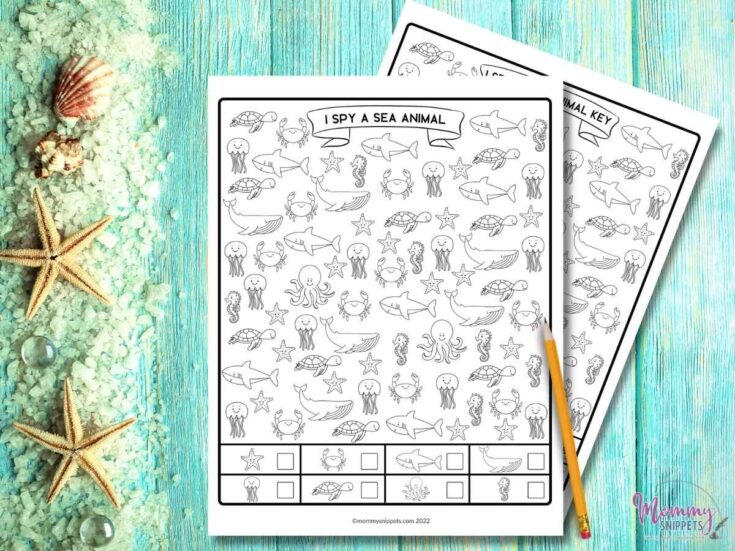 Free i spy sea animals printable the color and find i spy sheets series
