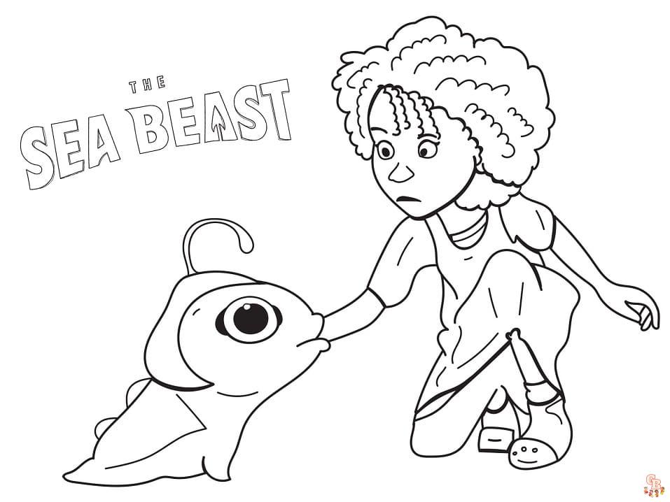 Cute monster from the sea beast coloring pages