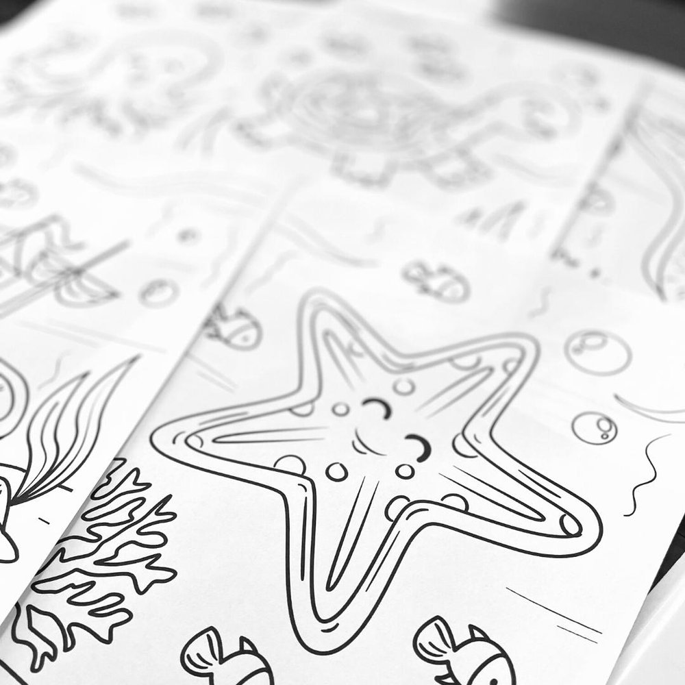 Underwater coloring pages â custom coloring books curious custom made in the usa