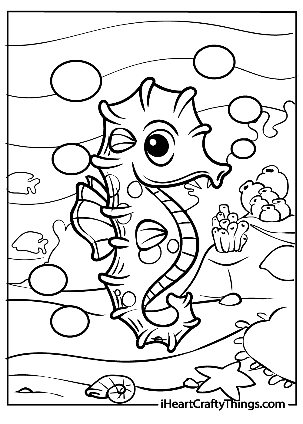 Seahorse coloring pages free printables