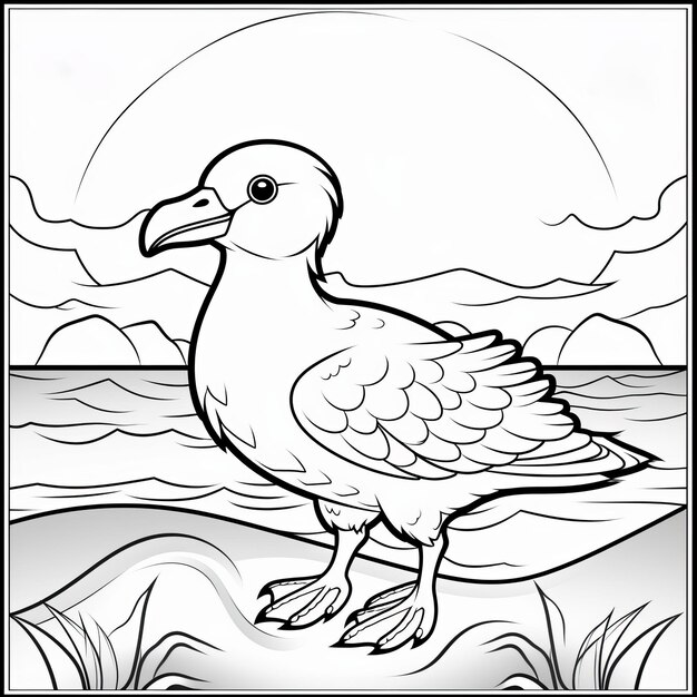 Premium ai image simple and cute seagull coloring page for kids