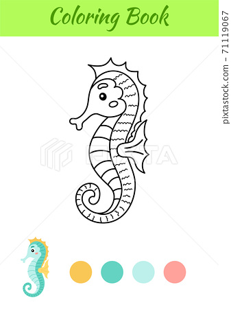 Coloring page happy sea horse coloring book