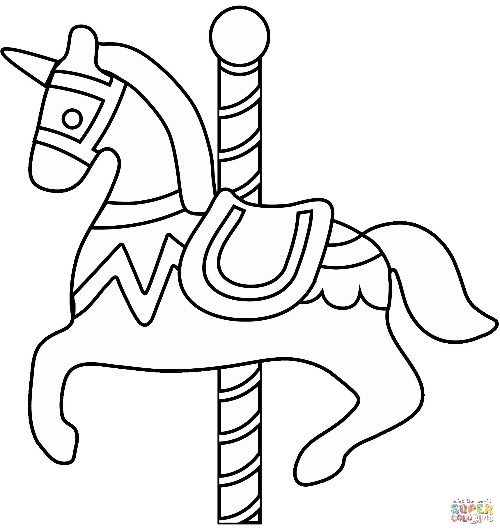 Carousel horse emoji coloring page free printable coloring pages