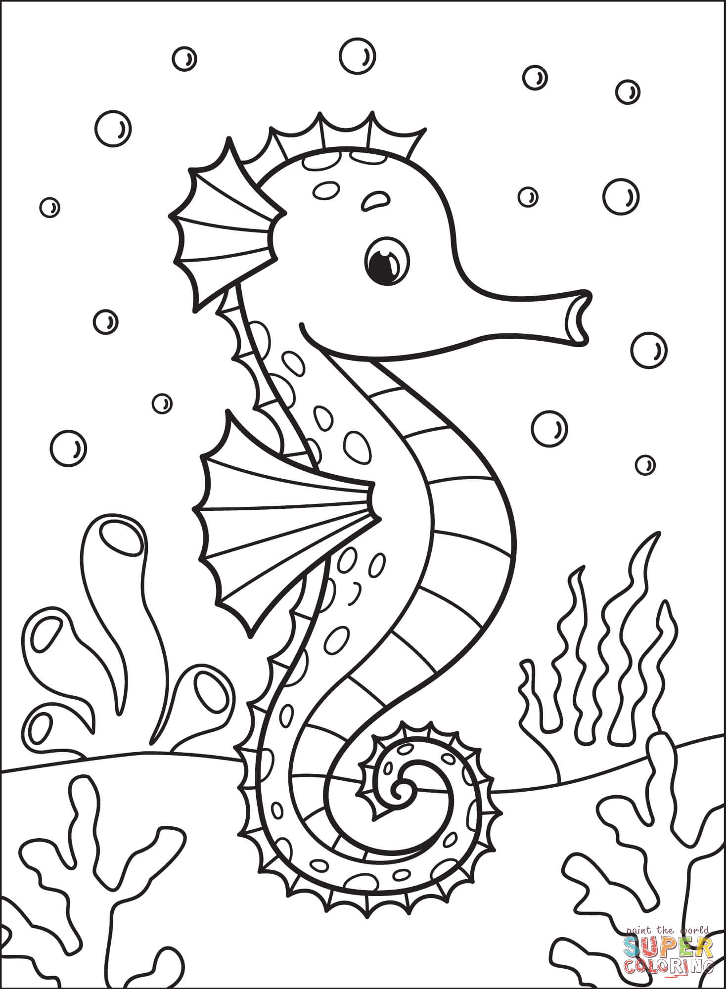 Seahorse coloring page free printable coloring pages