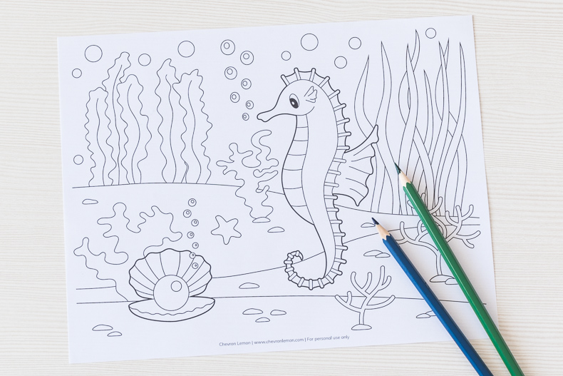 Free seahorse coloring page