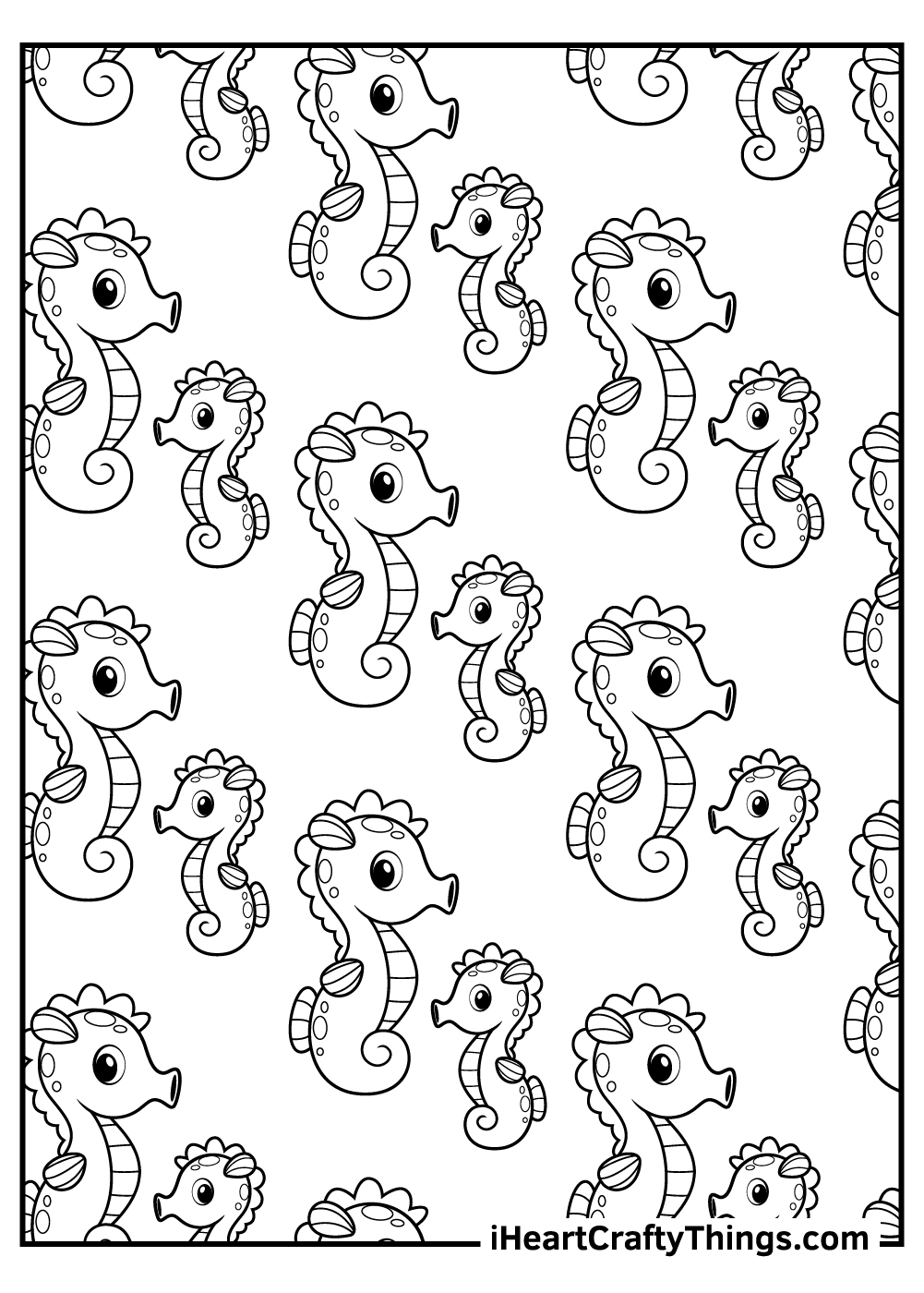 Seahorse coloring pages free printables