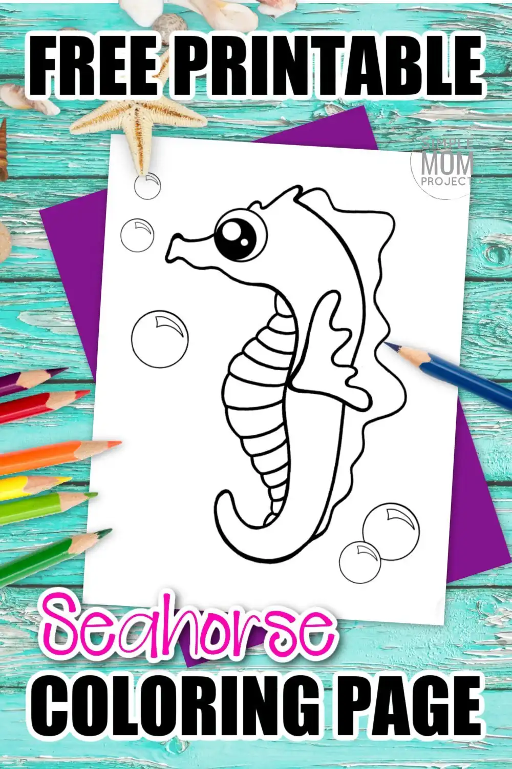 Free printable seahorse coloring page â simple mom project