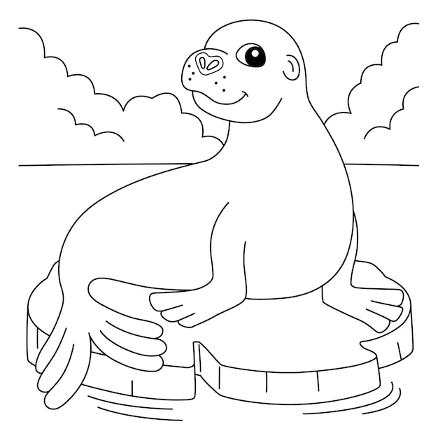 Premium vector sea lion animal coloring page for kids