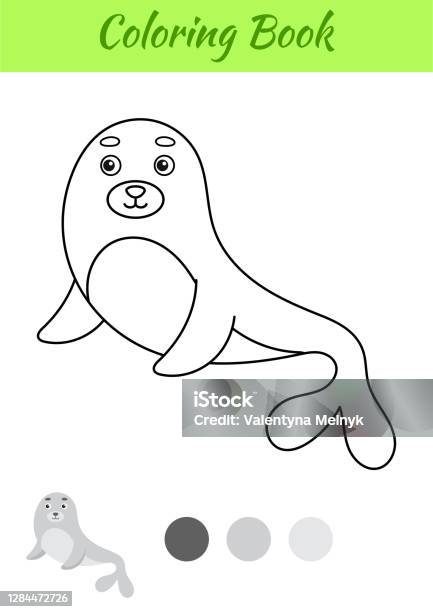 Coloring page happy sea lion coloring book for kids educational activity for preschool years kids and toddlers with cute animal flat cartoon colorful vector illustration stock illustration