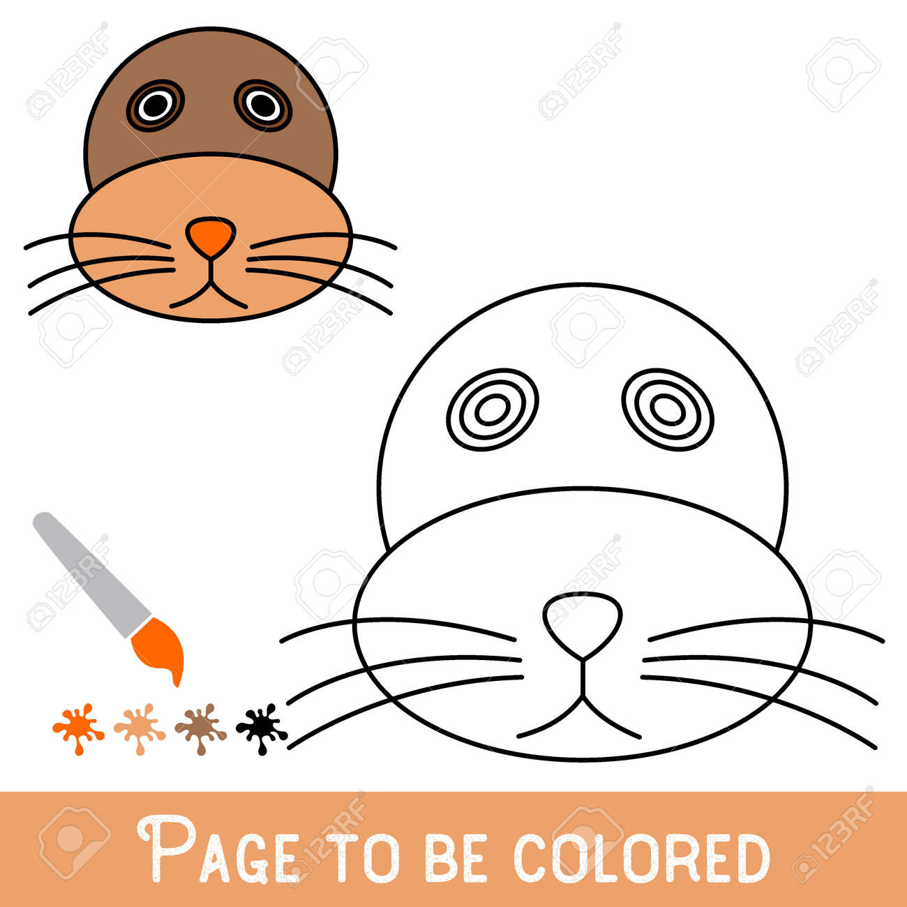 Funny sea lion face to be colored the coloring book for preschool kids with easy educational gaming level royalty free svg cliparts vectors and stock illustration image