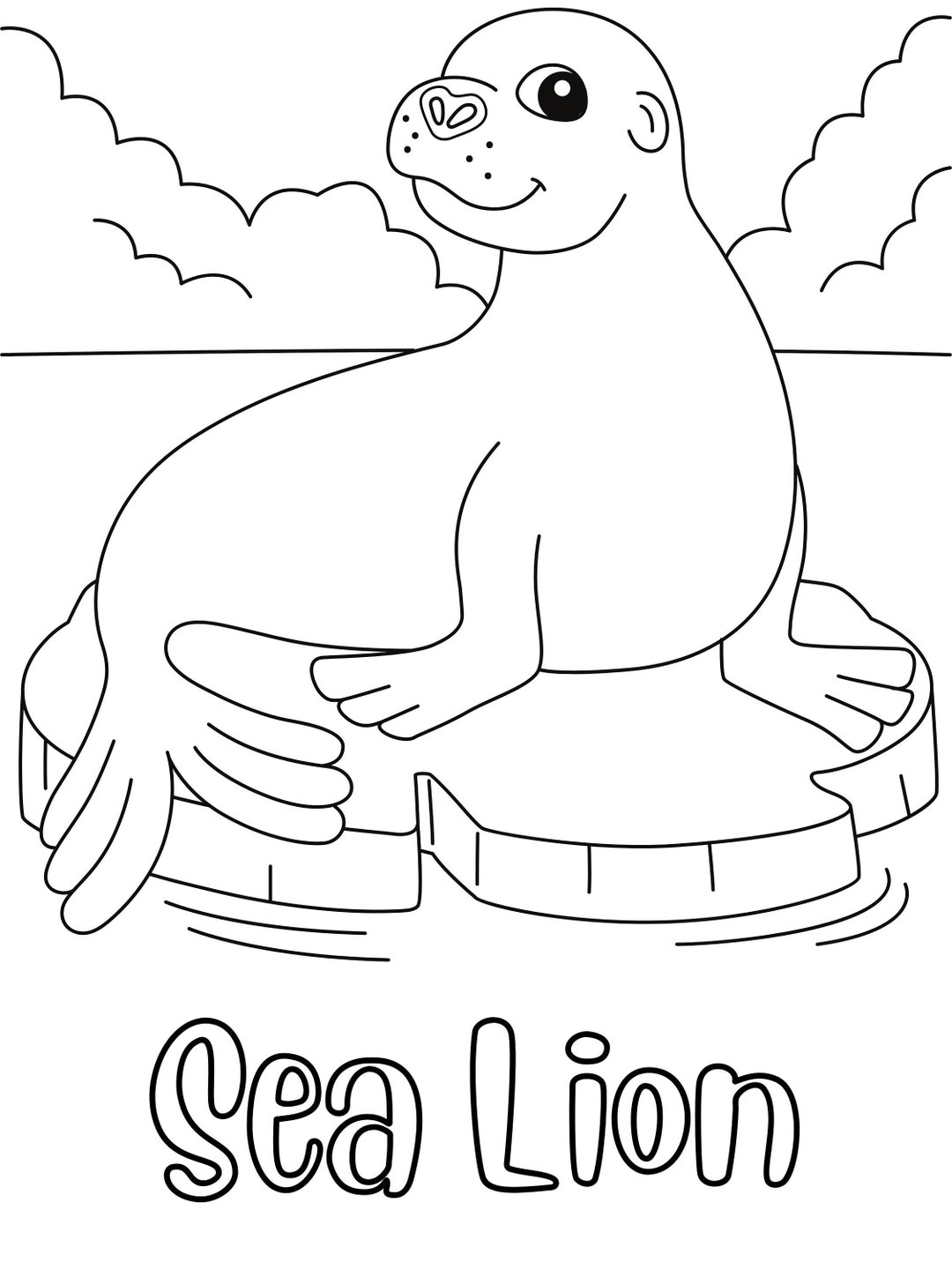 Sea lion coloring page digital download coloring page for kids printable