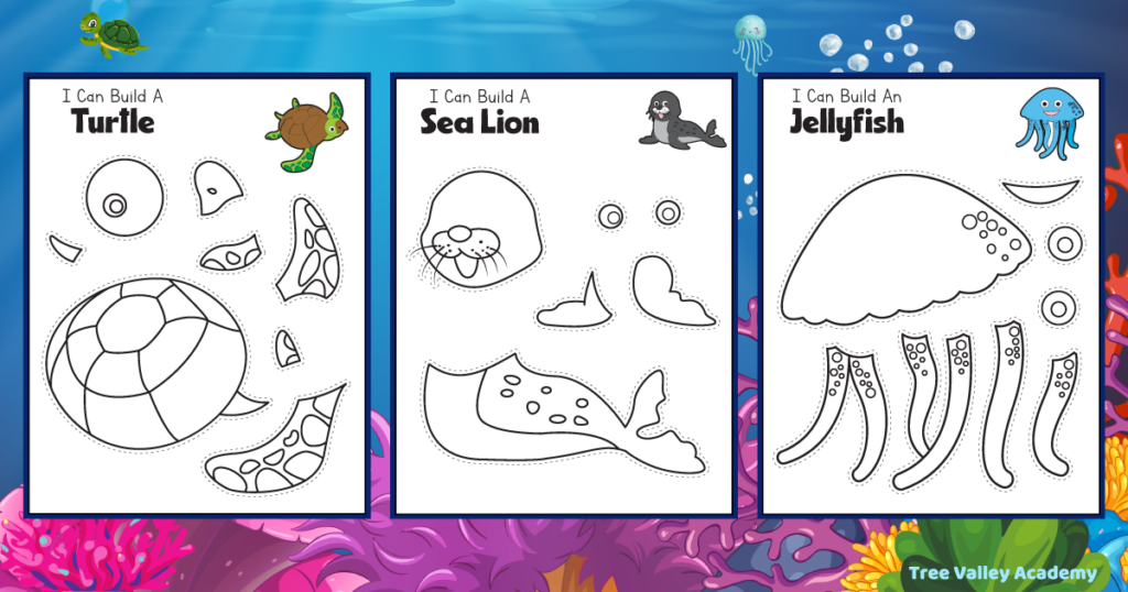 Sea animals coloring crafts