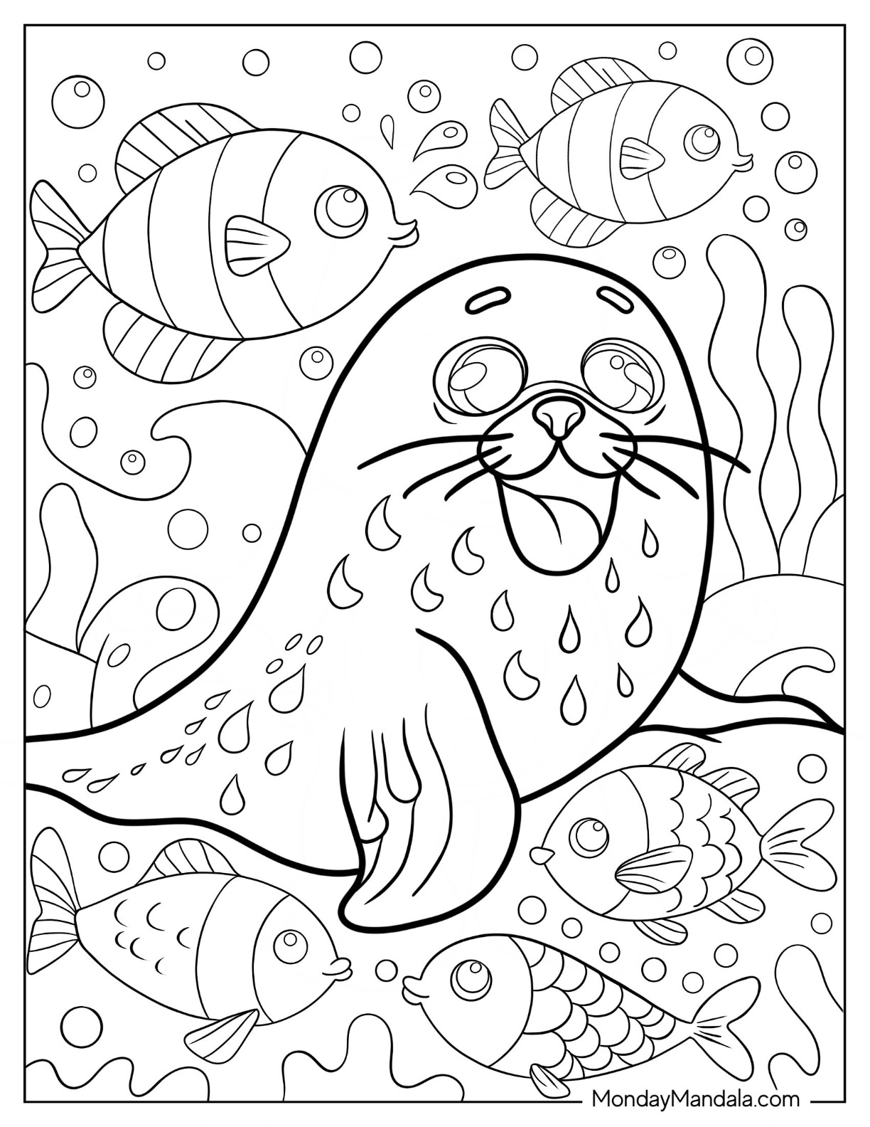 Seal coloring pages free pdf printables