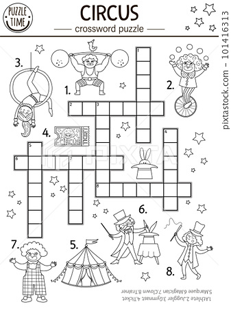 Vector circus crossword puzzle for kids simple