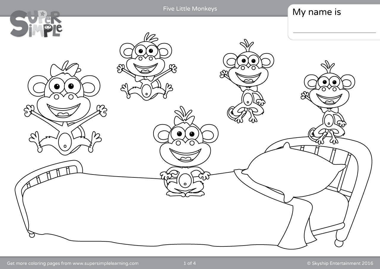 Five little monkeys coloring pages