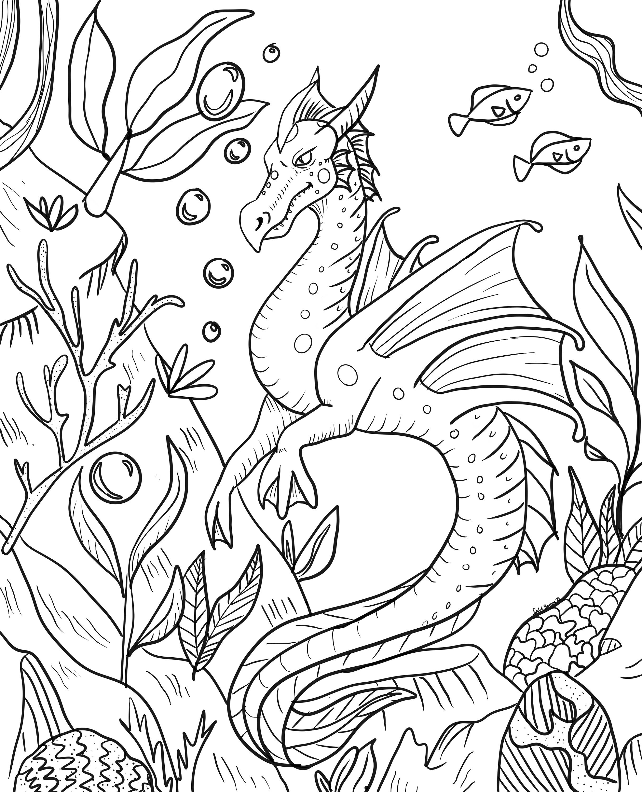 Sea dragon downloadable coloring page