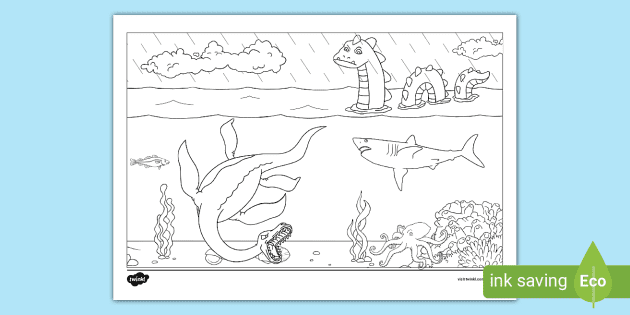 Sea monster colouring page teacher made