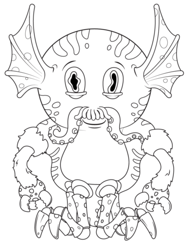 Cute sea monster coloring page free printable coloring pages