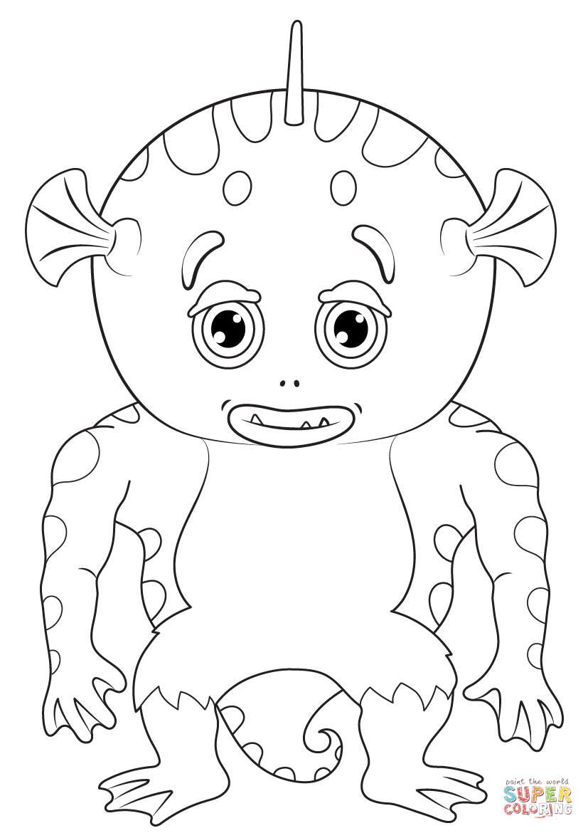 Cute sea monster coloring page free printable coloring pages