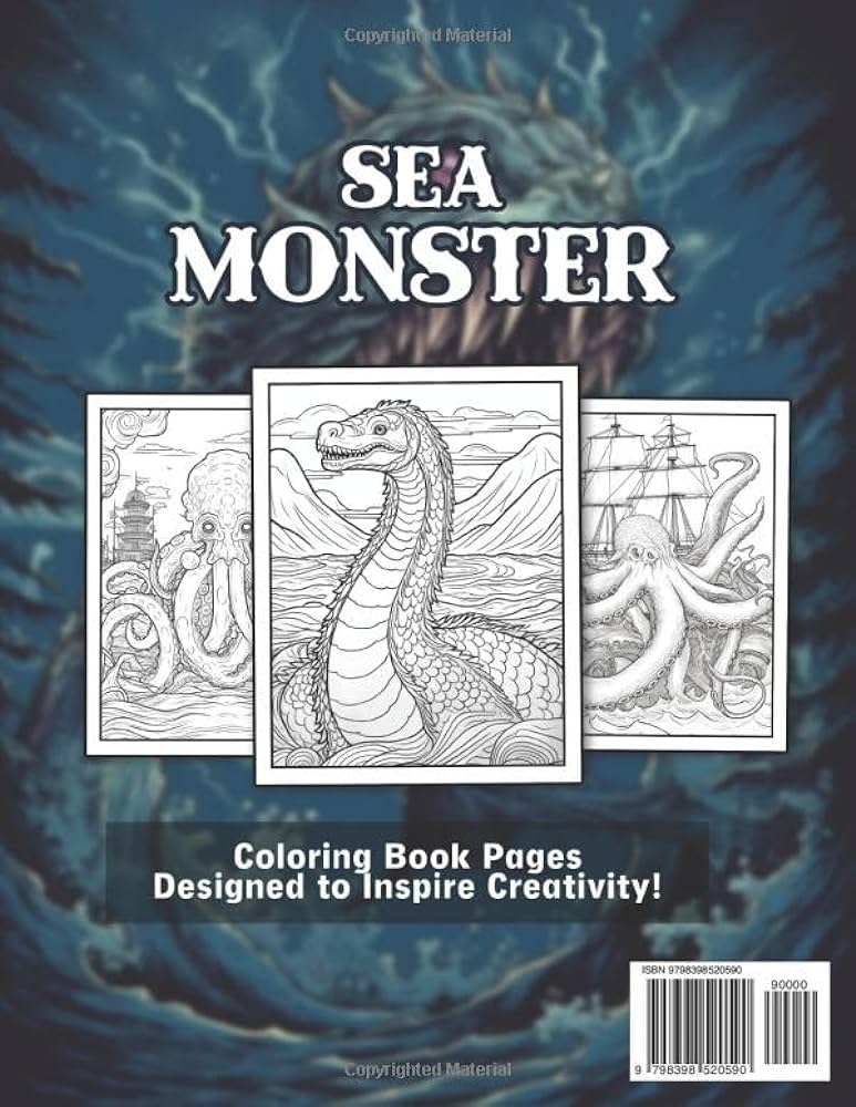 Sea monster coloring book explore mythical coloring pages depicting majestic sea monsters from ancient folklore and maritime tales john w roberts books