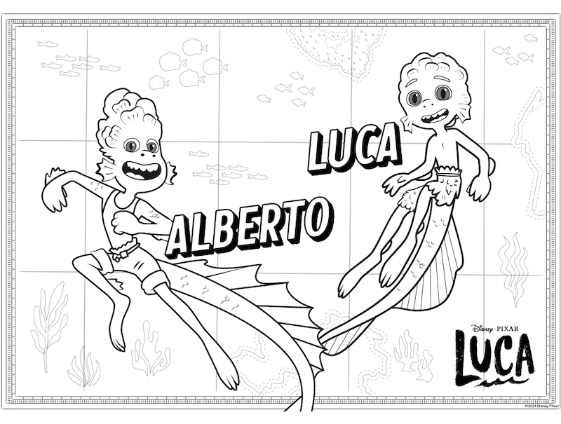 Luca coloring pages and activities