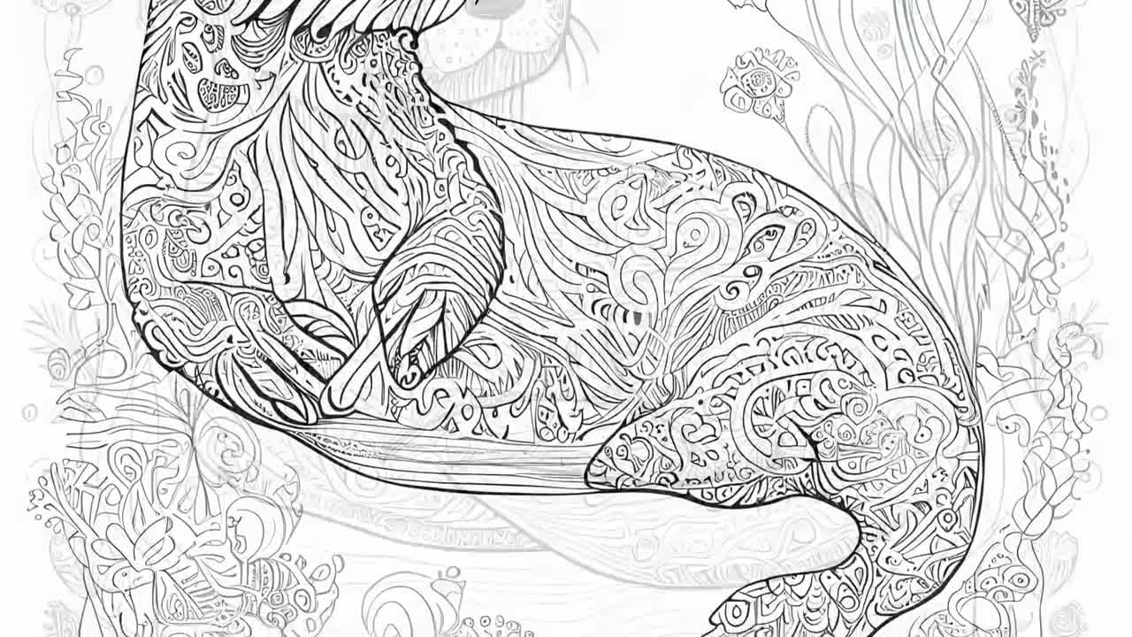 Pack stress relief coloring pages sea otter digital print filigree detailed mandala instant download set coloring pages for adults