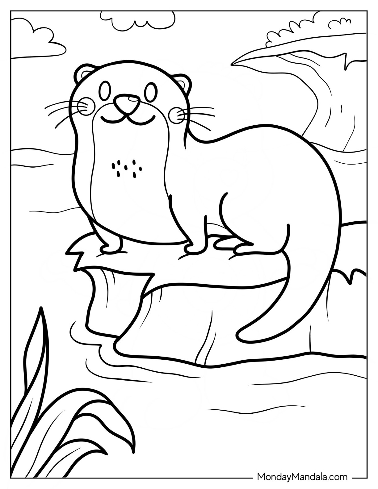 Otter coloring pages free pdf printables