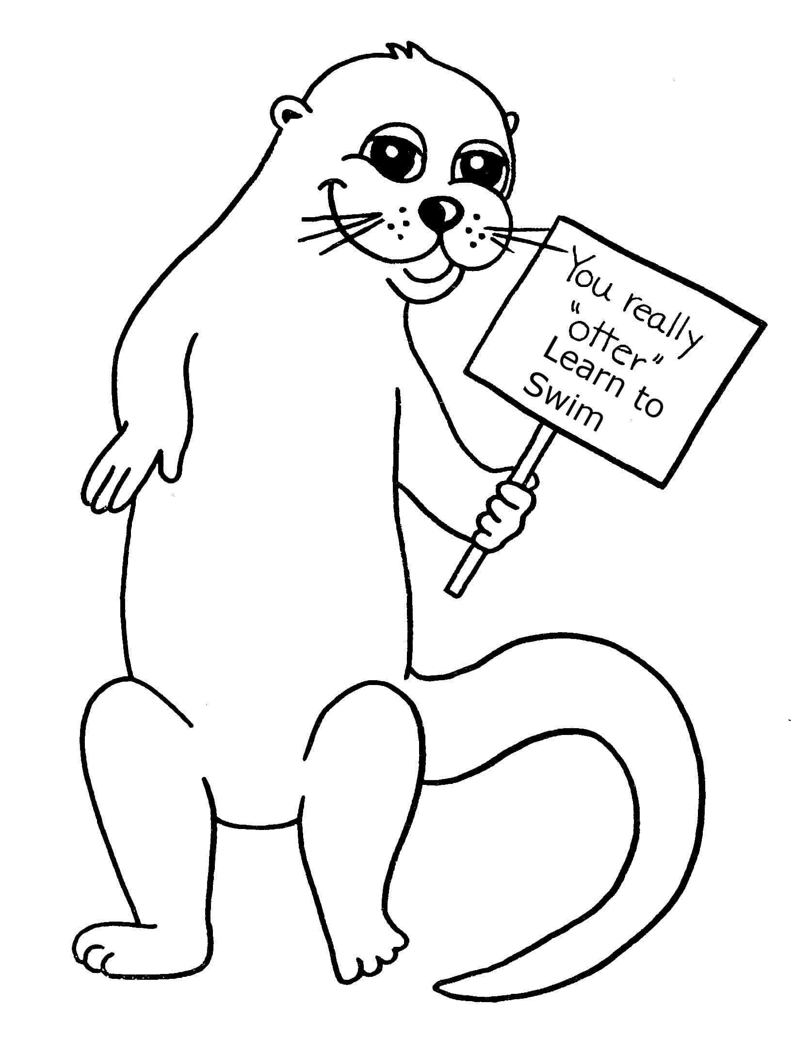 Otter holding table coloring page