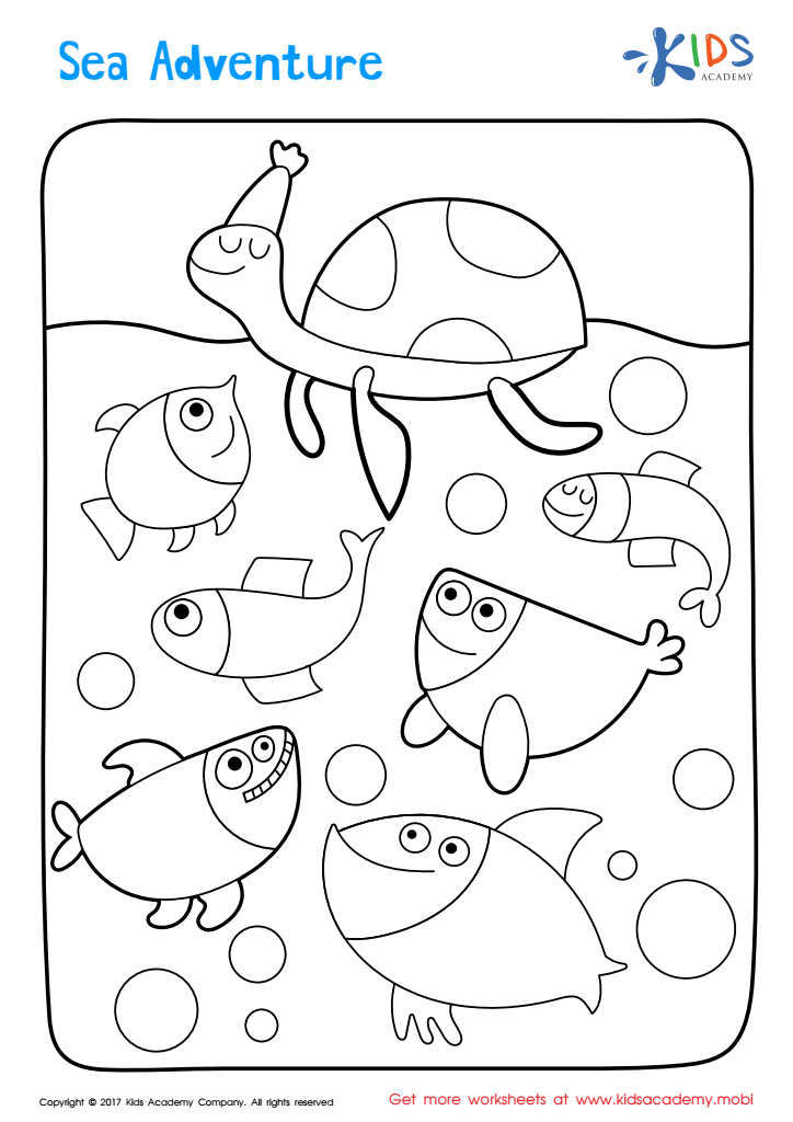 Sea adventure coloring page free printable worksheet for kids