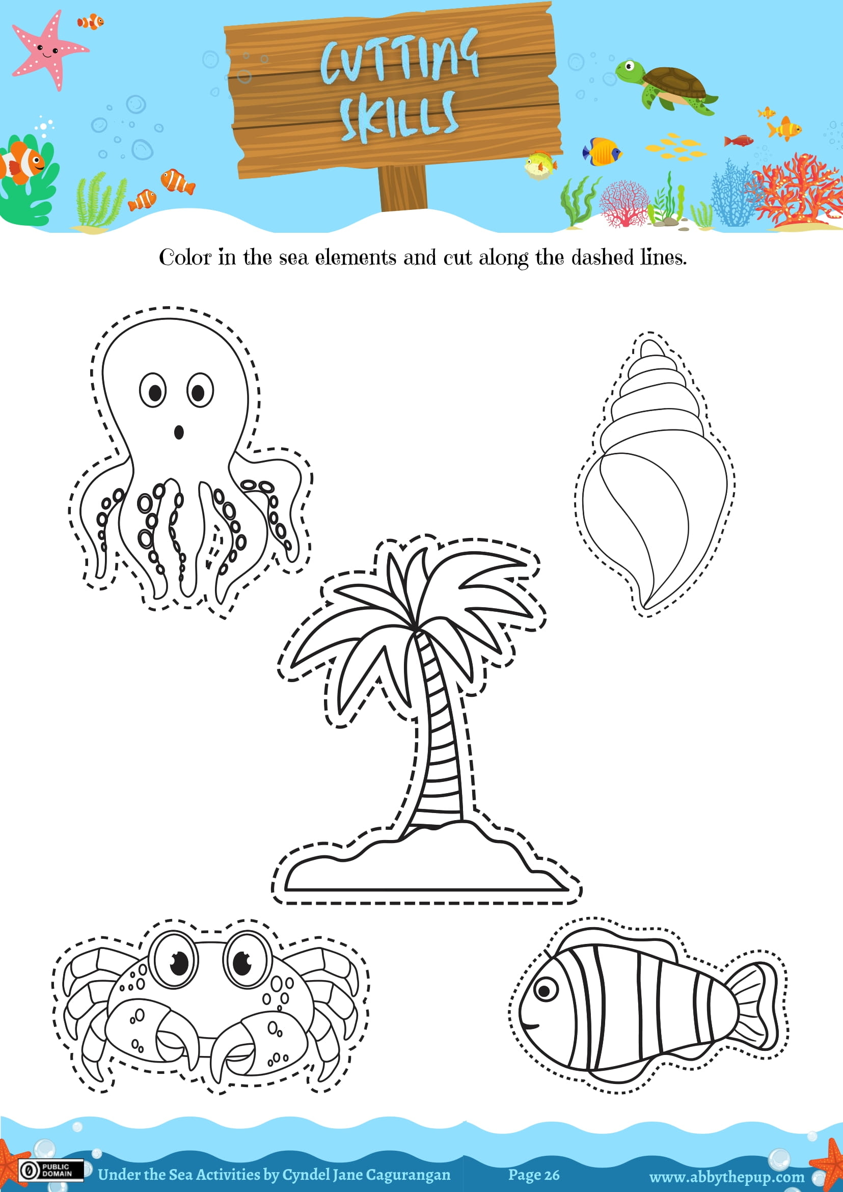 Under the sea activities cutouts free printable puzzle games