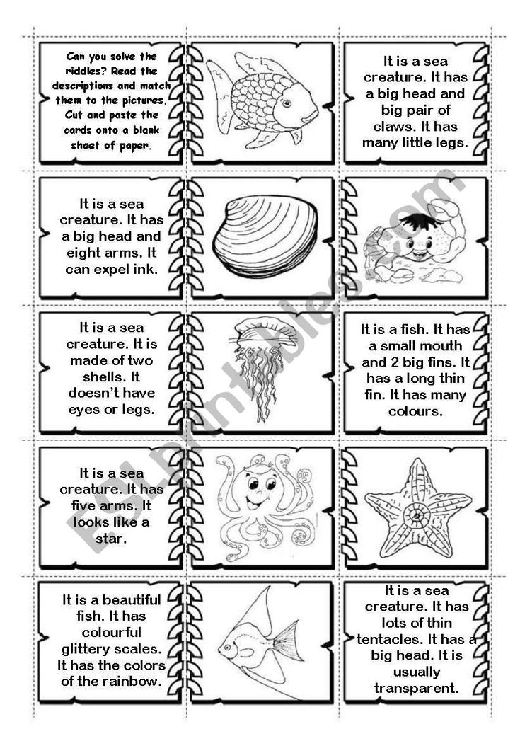 Sea creatures riddles domino riddles rainbow fish story funny puzzles