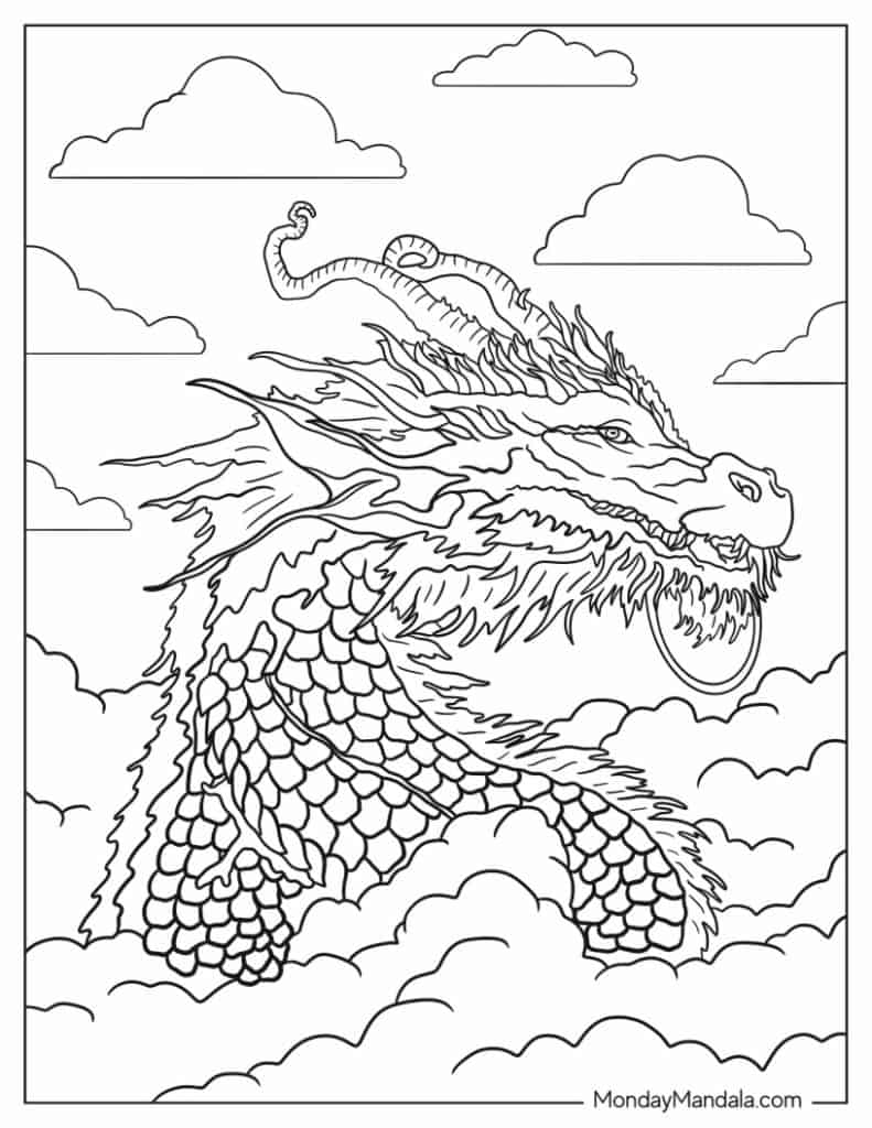 Dragon coloring pages free pdf printables