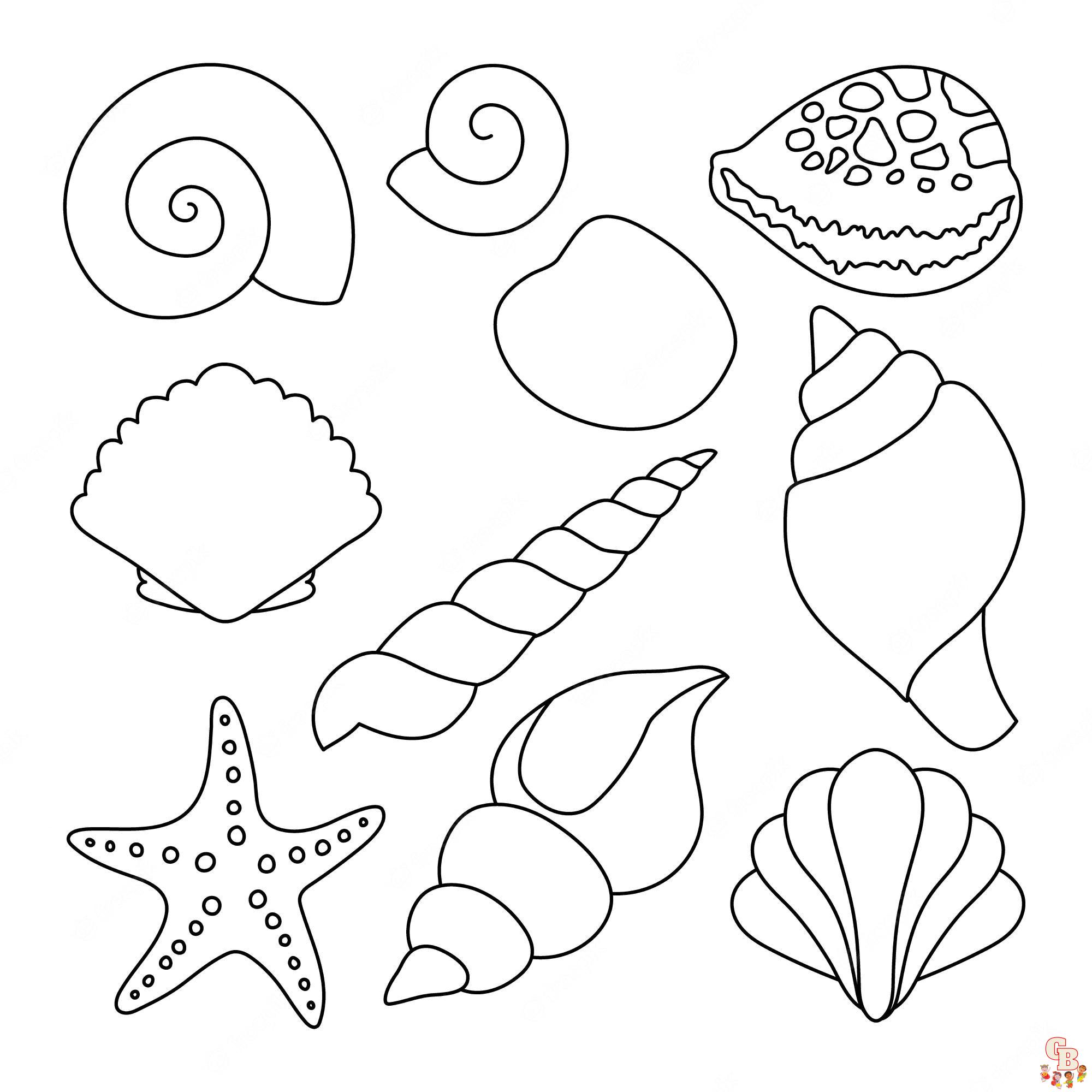 Dive into fun with sea shell coloring pages