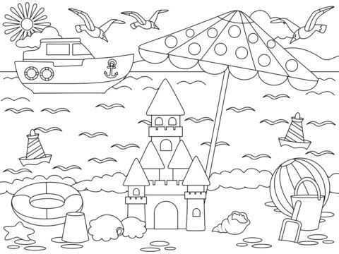 Beach coloring page images â browse photos vectors and video