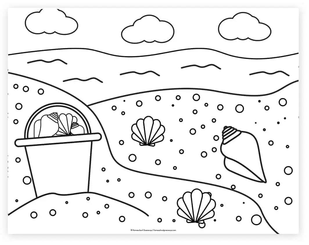 Beach coloring pages for kids to print for free