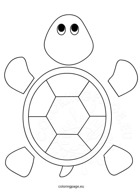 Turtle template for preschool coloring page