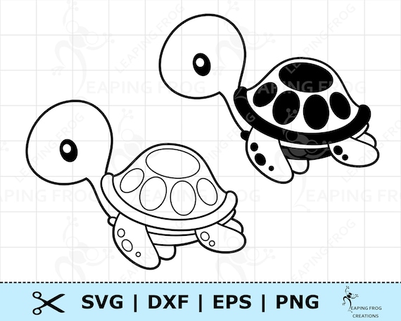 Cute sea turtle svg png dxf eps sea turtle digital download cricut silhouette cut files outline stencil coloring page clipart instant download