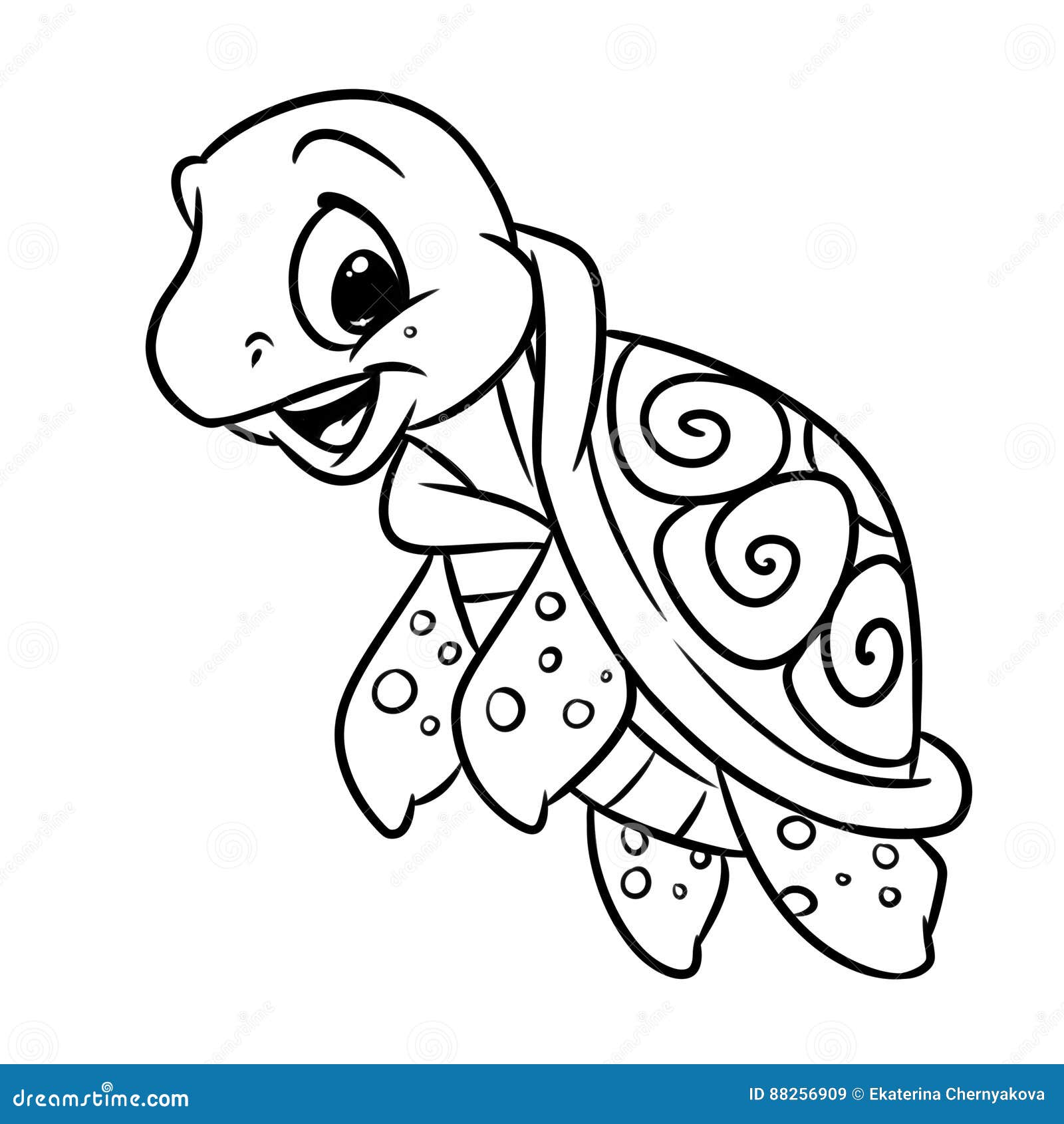 Little sea turtle coloring page stock illustration