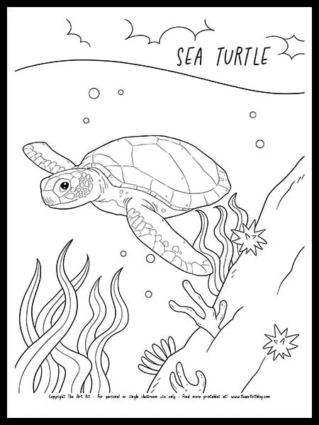 Sea turtle coloring page free printable â the art kit
