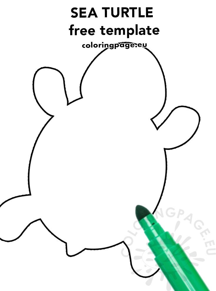 Sea turtle template coloring page
