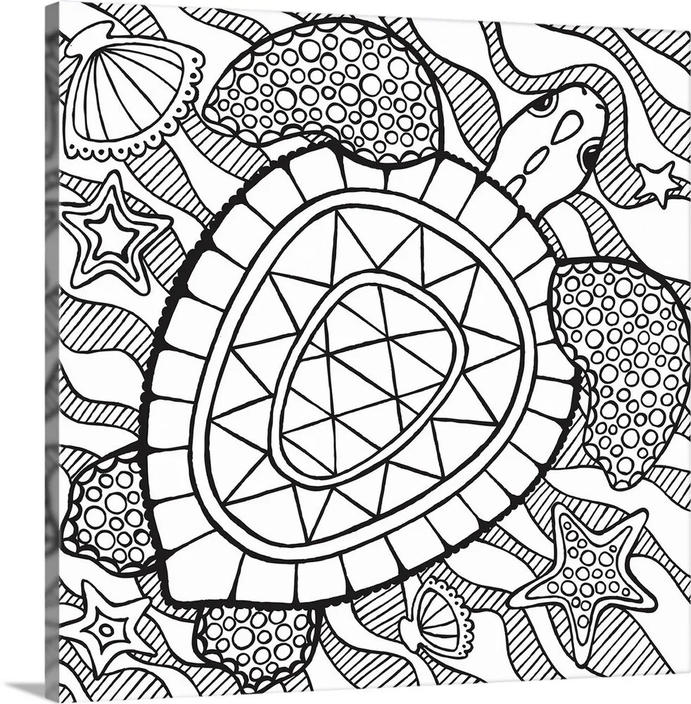 Diy coloring book canvas art entitled sea turtle